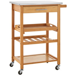 Premier Housewares Bamboo Kitchen Trolley with One Drawer