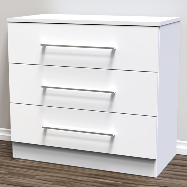 Crowndale Worcester White 3 Drawer Chest Ready Assembled - image 1