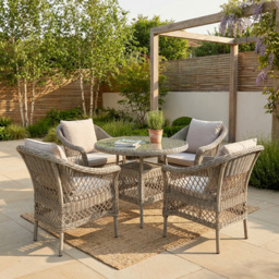 Granada 4 Seater Dining Set - Grey - thumbnail 1