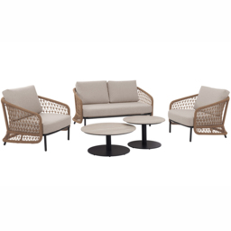 Norfolk Collection Peakdale Beige Twisted Wicker 4 Seater Outdoor Sofa Set - thumbnail 2