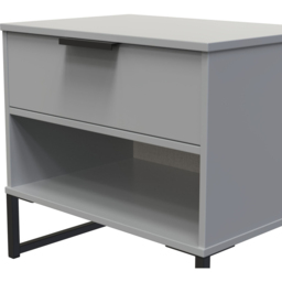 Crowndale Diego Single Drawer Single Shelf Dusk Grey Open Bedside Cabinet Ready Assembled - thumbnail 4