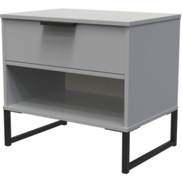 Crowndale Diego Single Drawer Single Shelf Dusk Grey Open Bedside Cabinet Ready Assembled - thumbnail 3
