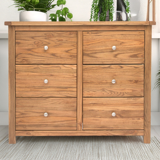 Cabinet Bits Trivento 6 Drawer Natural Chest of Drawers with Chrome Knob - image 1