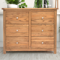 Cabinet Bits Trivento 6 Drawer Natural Chest of Drawers with Chrome Knob - thumbnail 1