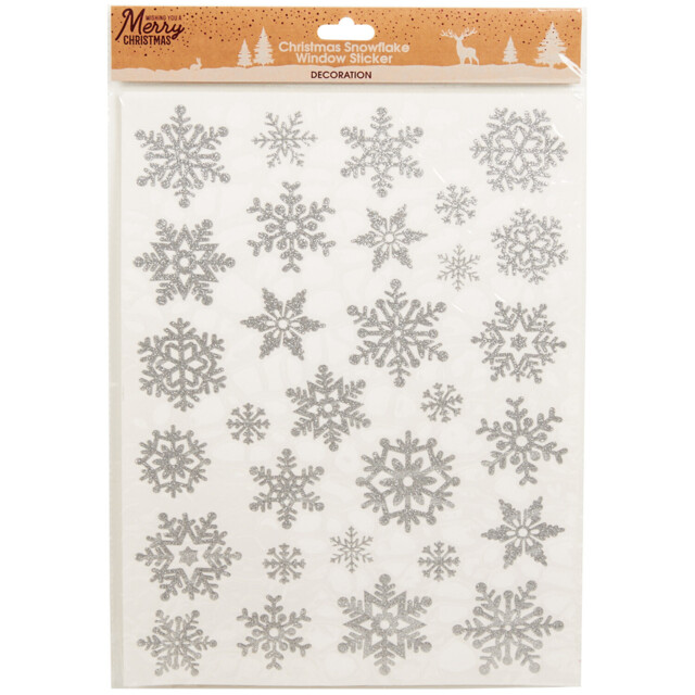 Silver Snowflake Window Stickers Christmas Decoration