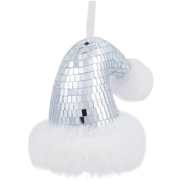Jingle Bell Boogie Silver Disco Santa Hat Christmas Tree Decoration - thumbnail 2