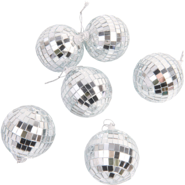 Silver Mirror Bauble 6 Pack - image 1