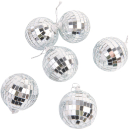 Silver Mirror Bauble 6 Pack - thumbnail 1