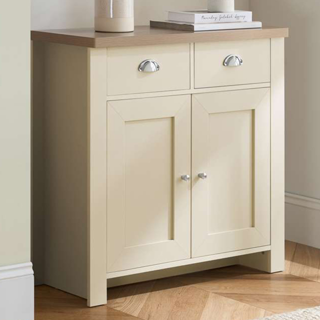 Highgate 2 Door 2 Drawer Cream and Oak Sideboard - image 1
