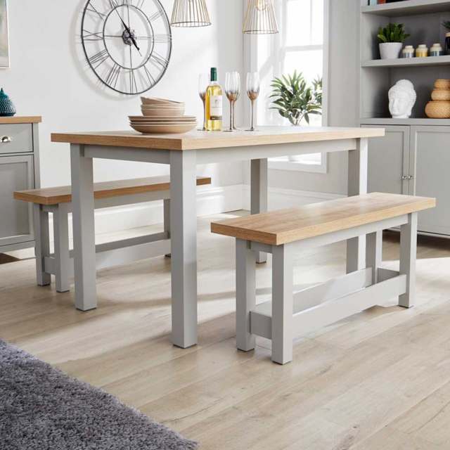 Home Source Avon 4 Seater Grey Table and Bench Set - image 1