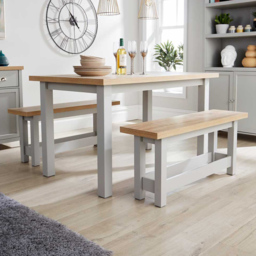 Home Source Avon 4 Seater Grey Table and Bench Set - thumbnail 1