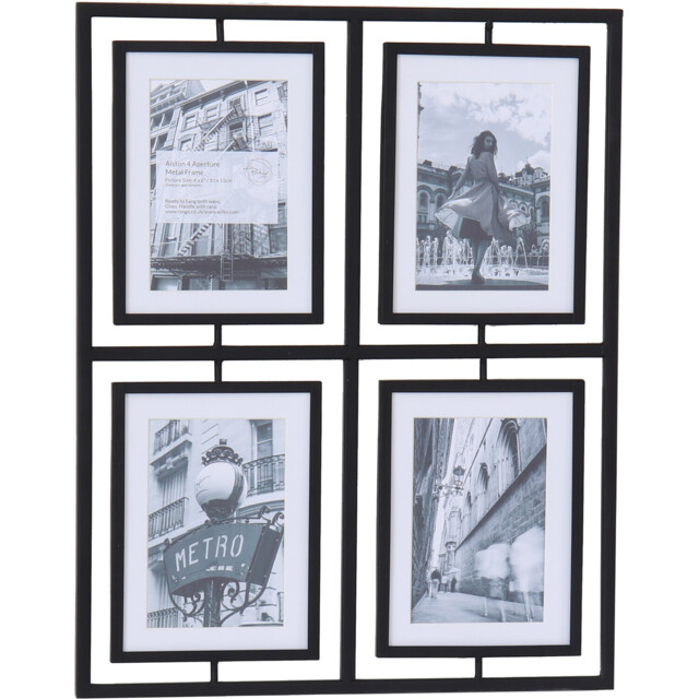 Alston 4 Photo Black Metal Multi Aperture Photo Frame - image 1