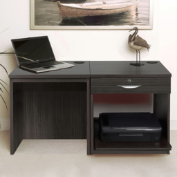 R White Cabinets SET-01-IN-BH Single Drawer Desk with Printer Shelf Black - thumbnail 1