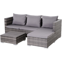Outsunny 4 Seater Grey PE Rattan Outdoor Sofa Dining Set - thumbnail 2