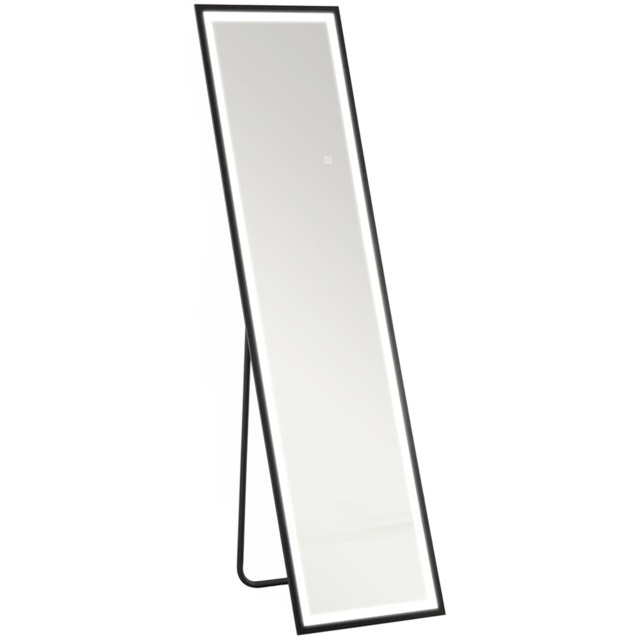 Portland Black Metal Frame Full Length Mirror with Adjustable Lights 150 x 40cm - image 1