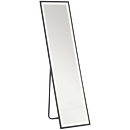 Portland Black Metal Frame Full Length Mirror with Adjustable Lights 150 x 40cm - thumbnail 1