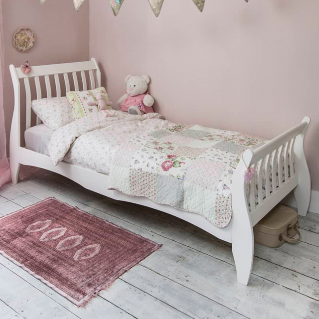Noa and Nani Astrid Single White Sleigh Frame Bed