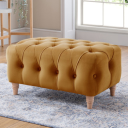 Elsie Ochre Plush Velvet Footstool