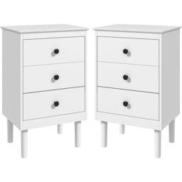Portland 3 Drawer White Bedside Table Set of 2 - thumbnail 2
