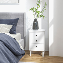Portland 3 Drawer White Bedside Table Set of 2 - thumbnail 3