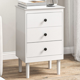 Portland 3 Drawer White Bedside Table Set of 2 - thumbnail 1