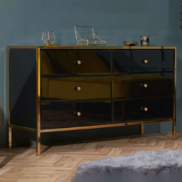 Birlea Fenwick 6 Drawer Black Wide Chest of Drawers - thumbnail 1