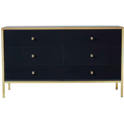 Birlea Fenwick 6 Drawer Black Wide Chest of Drawers - thumbnail 3