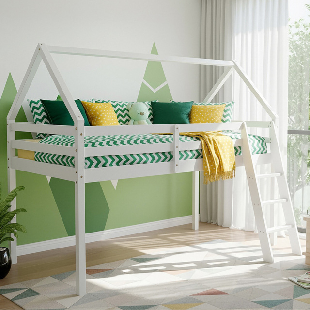 Kidsaw Jinsen Single Mid Sleeper House Bed - image 1