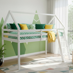 Kidsaw Jinsen Single Mid Sleeper House Bed - thumbnail 1