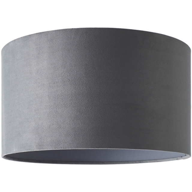 ValueLights Reni Grey Velvet Drum Ceiling Lamp Shade 45cm - image 1