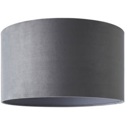 ValueLights Reni Grey Velvet Drum Ceiling Lamp Shade 45cm
