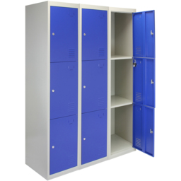 Monstershop 3 Door Blue Metal Storage Locker 3 Pack - thumbnail 3