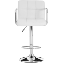 Premier Housewares Starz White Leather Effect Bar Chair with Chrome Base - thumbnail 2