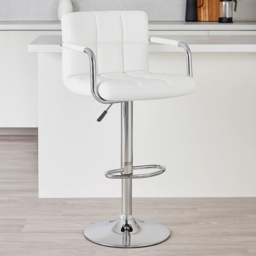 Premier Housewares Starz White Leather Effect Bar Chair with Chrome Base - thumbnail 1