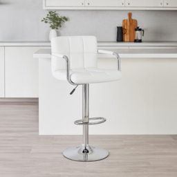 Premier Housewares Starz White Leather Effect Bar Chair with Chrome Base - thumbnail 3