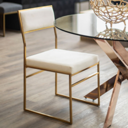 Premier Housewares Mian Milky White Velvet Dining Chair - thumbnail 1