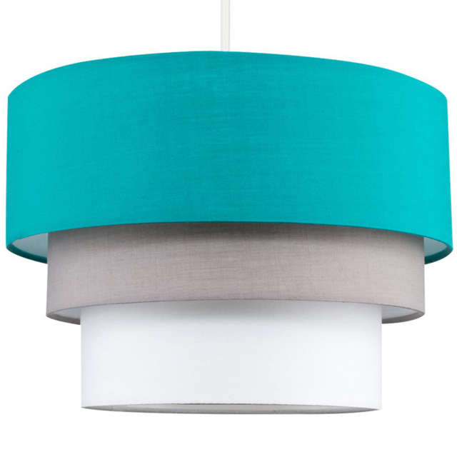 ValueLights Aztec 3-Tier Fabric Teal Ceiling Light Shade - image 1
