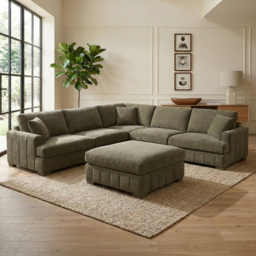 Arden Green 5 Seater Corner Sofa with Footstool