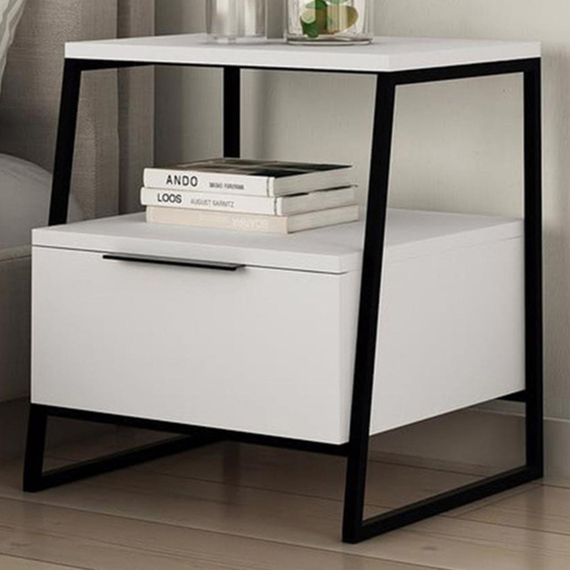 FWStyle Pal White Single Door Bedside Table - image 1