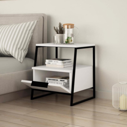 FWStyle Pal White Single Door Bedside Table - thumbnail 4