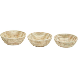 Premier Housewares Natural Round Palm Leaf Basket 3 Pack - thumbnail 1