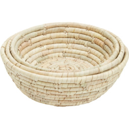 Premier Housewares Natural Round Palm Leaf Basket 3 Pack - thumbnail 2