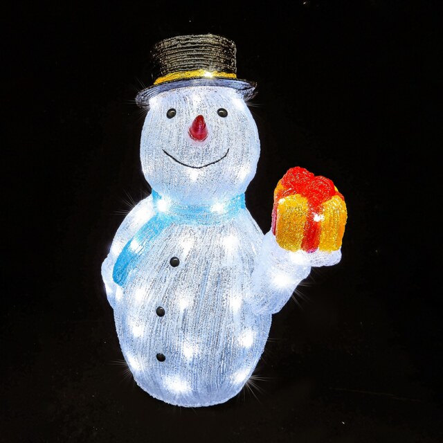 Acrylic LED Snowman with Gift 3D Outdoor Christmas Light Decoration - 48cm