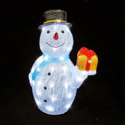Acrylic LED Snowman with Gift 3D Outdoor Christmas Light Decoration - 48cm - thumbnail 1