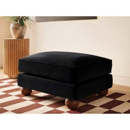 SOLACE+CO Addison Black Velvet Wooden Footstool - thumbnail 4
