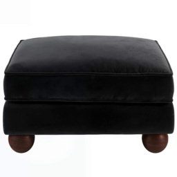 SOLACE+CO Addison Black Velvet Wooden Footstool - thumbnail 2