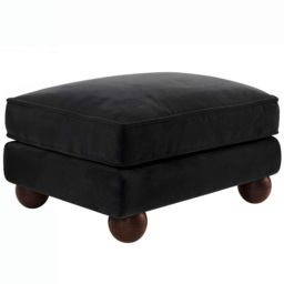 SOLACE+CO Addison Black Velvet Wooden Footstool - thumbnail 3