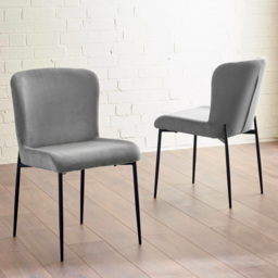 Julian Bowen Leonie Set of 2 Grey Velvet Dining Chairs