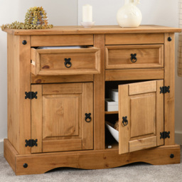 Seconique Corona 2 Door 2 Drawer Distressed Waxed Pine Sideboard