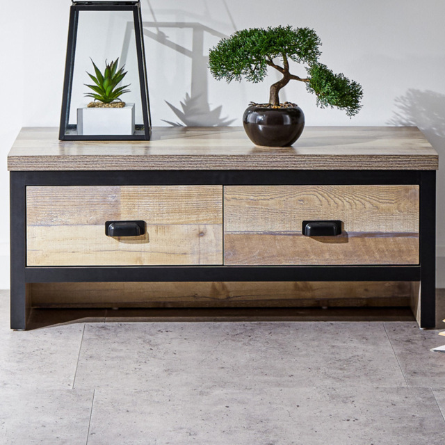 GFW Boston Oak 2 Drawer Coffee Table - image 1